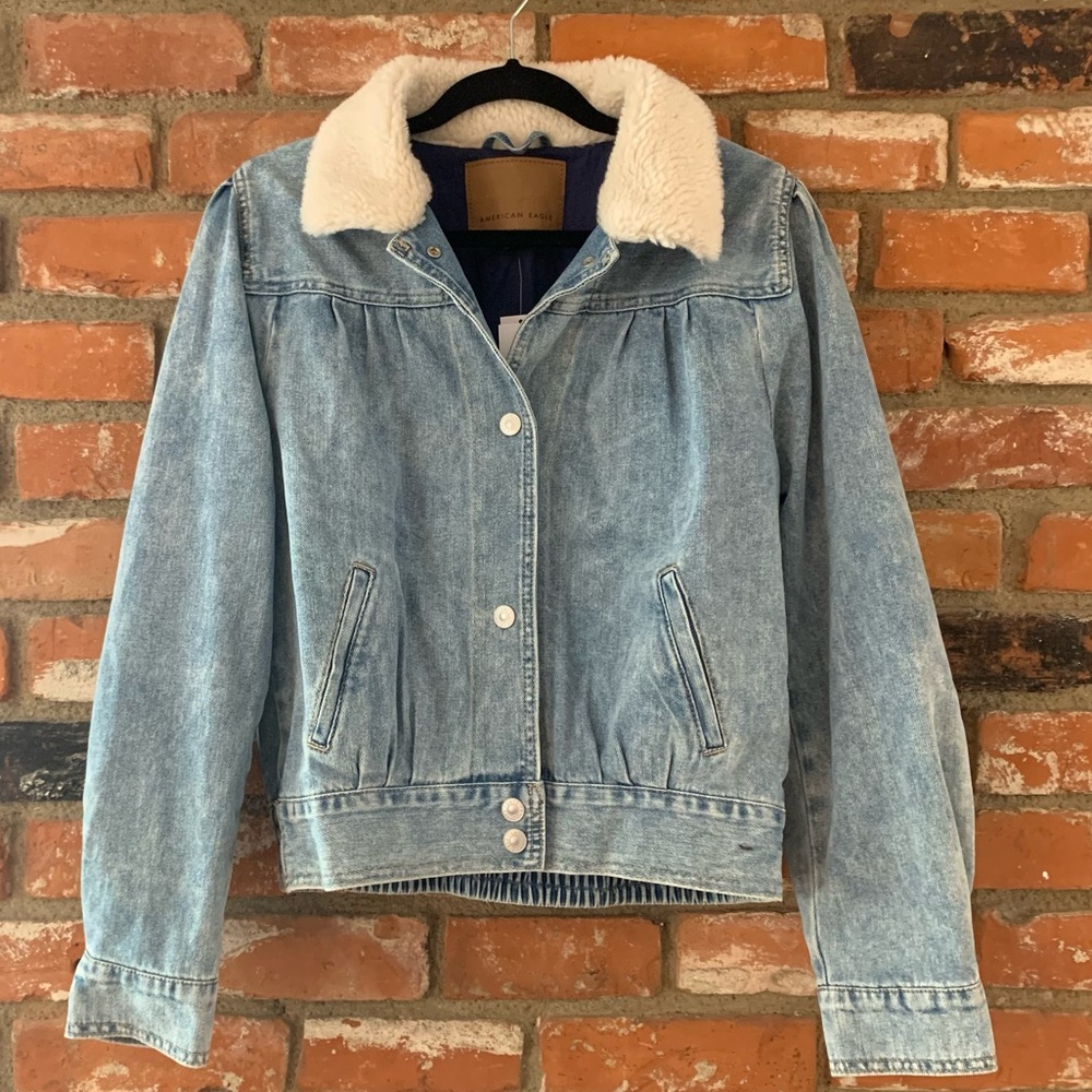 American Eagle Sherpa Collar Jean Jacket